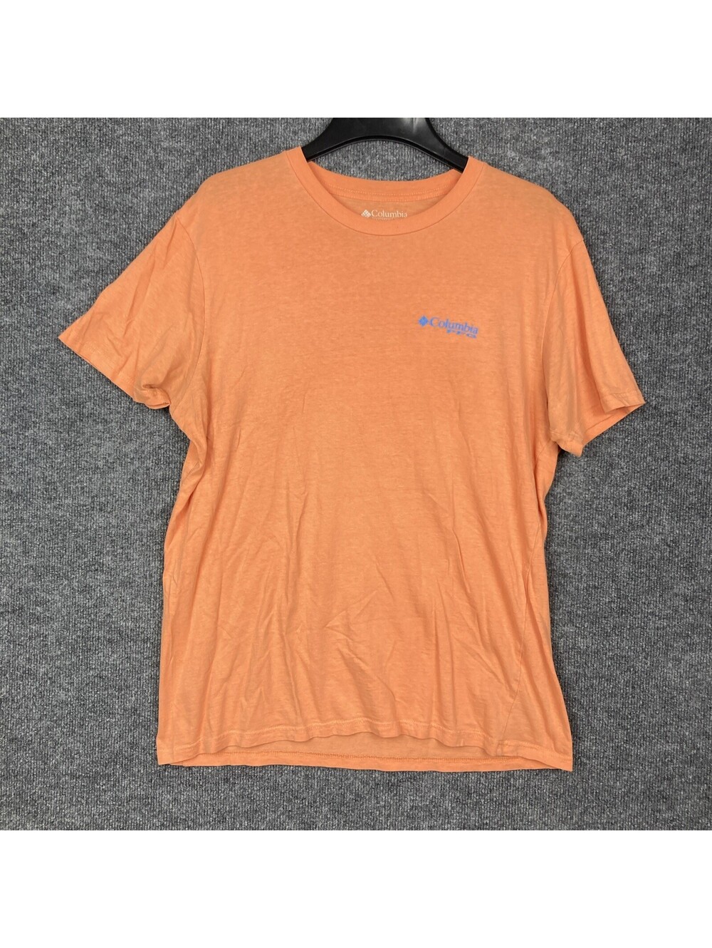 Columbia PFG Mens Large Orange Cotton Fishing Graphic S/S Shirt EUC